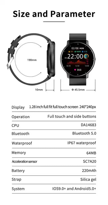 Montre connectée ronde ZL02 ZL02D pour hommes et femmes, podomètre, moniteur de sommeil, pour iOS et Android